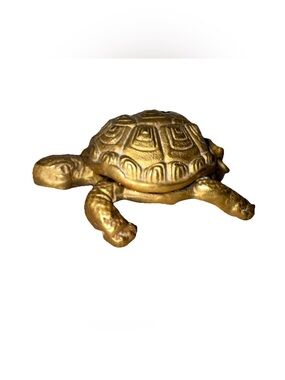 Brass Turtle Ashtray Trinket Dish Hinged Lid
